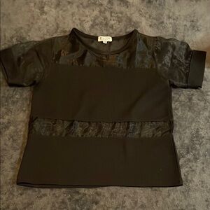 Daisy Street Co Black Sheer Panel Top